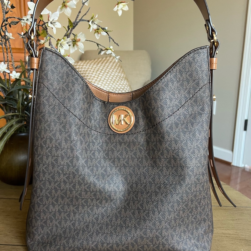 Michael Kors Brown Logo Hobo Bag